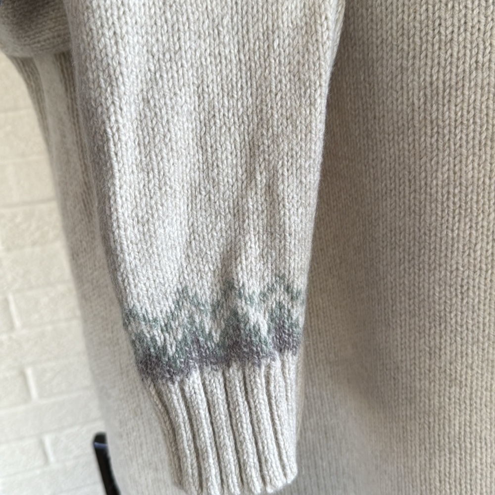 LL Bean Classic Heritage Fair Isle Cream Gray 100% Lambs Wool Women’s Sweater M - Picture 16 of 17